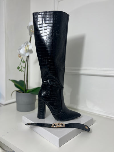 Crock detachable anklet knee high boot