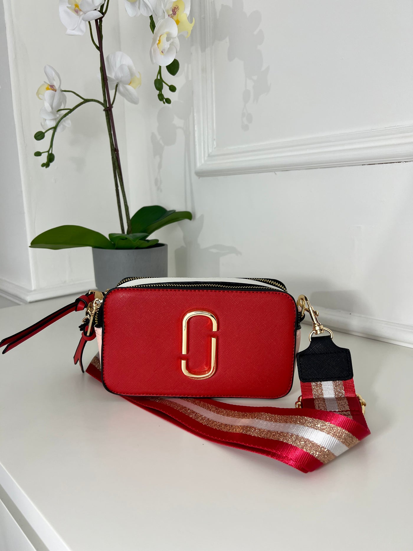Red thick strap cross body bag