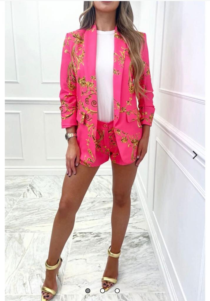 Pink two piece blazer and shorts