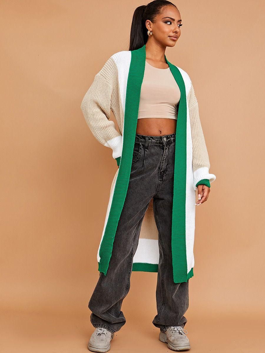 green white  long cardigan