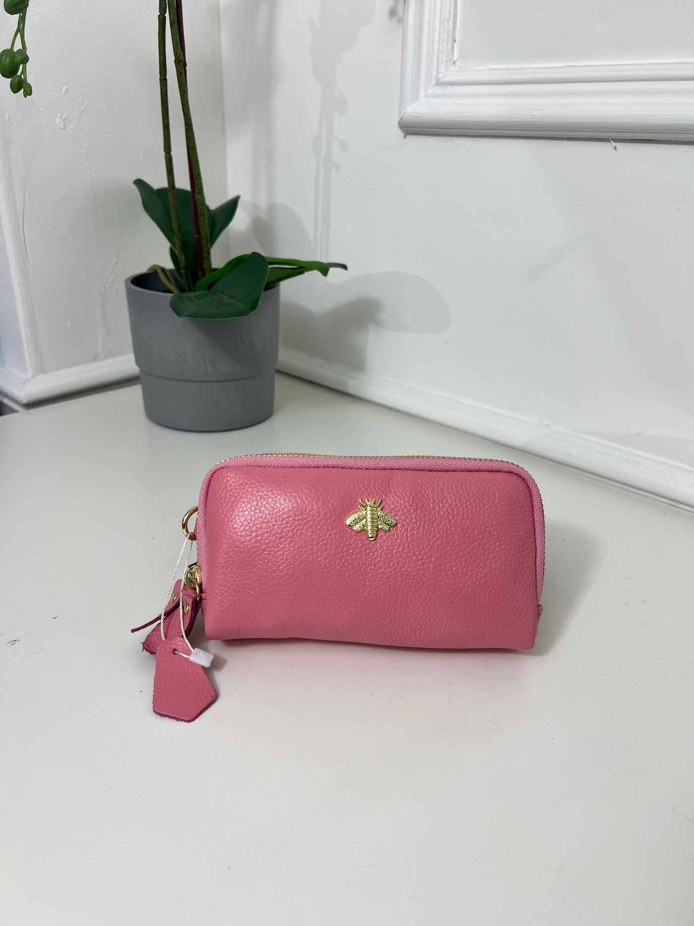 Blush pink two zip bee purse