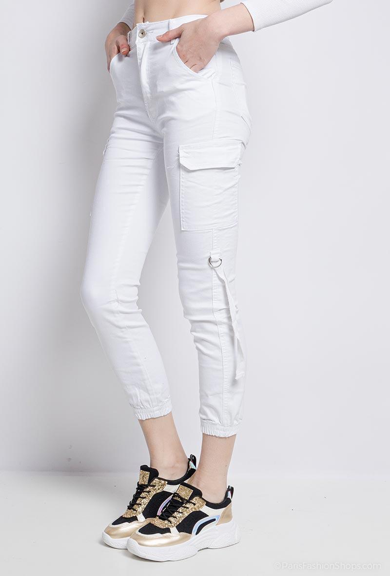 White Cargo style jeans