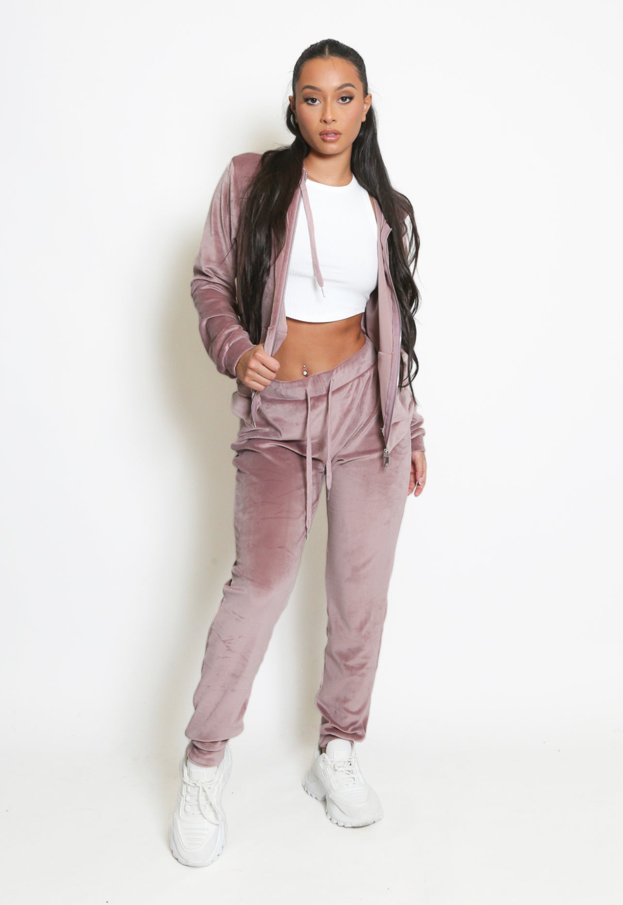 BLUSH velvet zip up lounge wear set