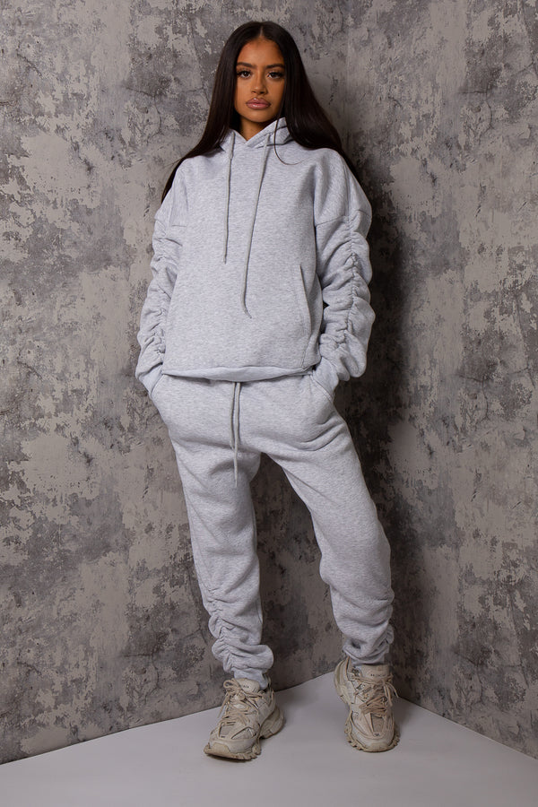 Grey ruched oversize tracksuit set