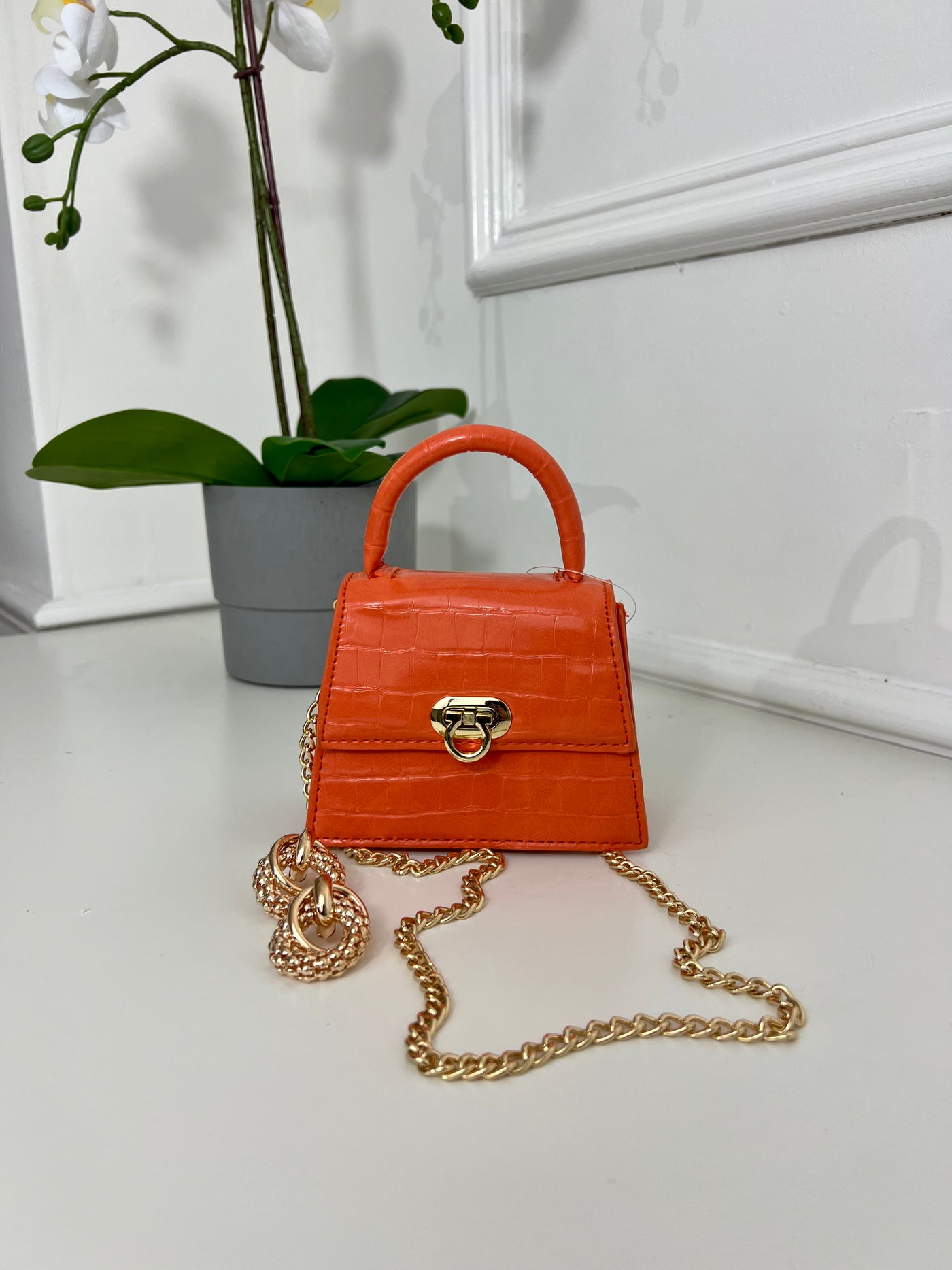 ORANGE print mini bag