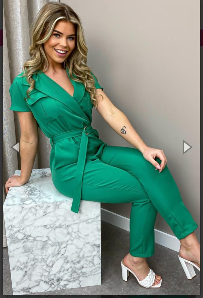 Green Belted Play Suit