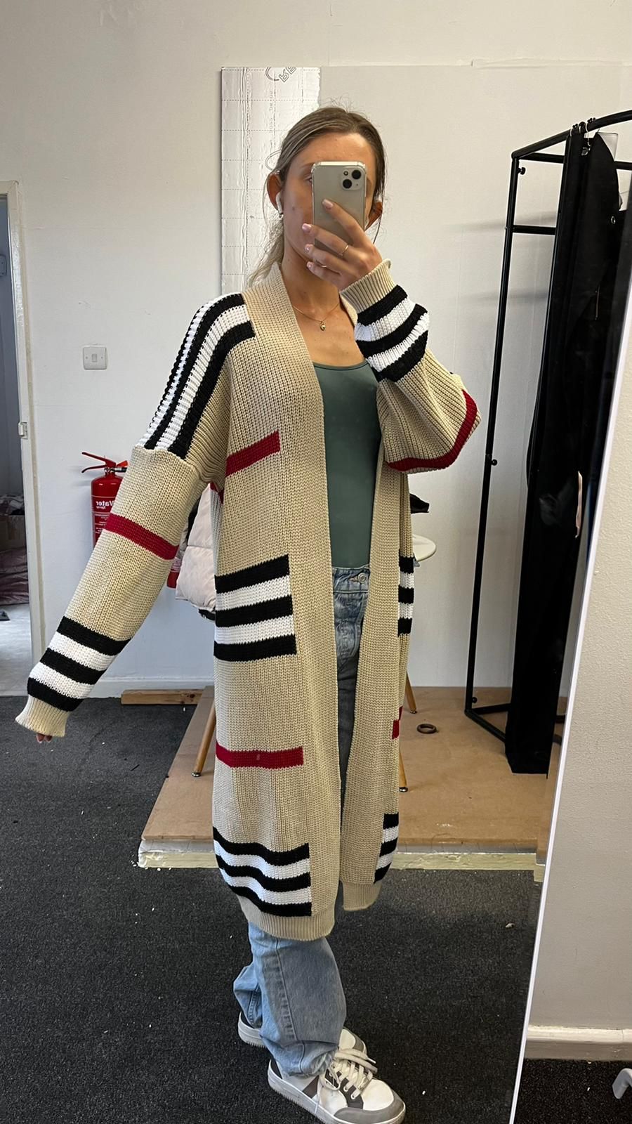 burb print long cardigan