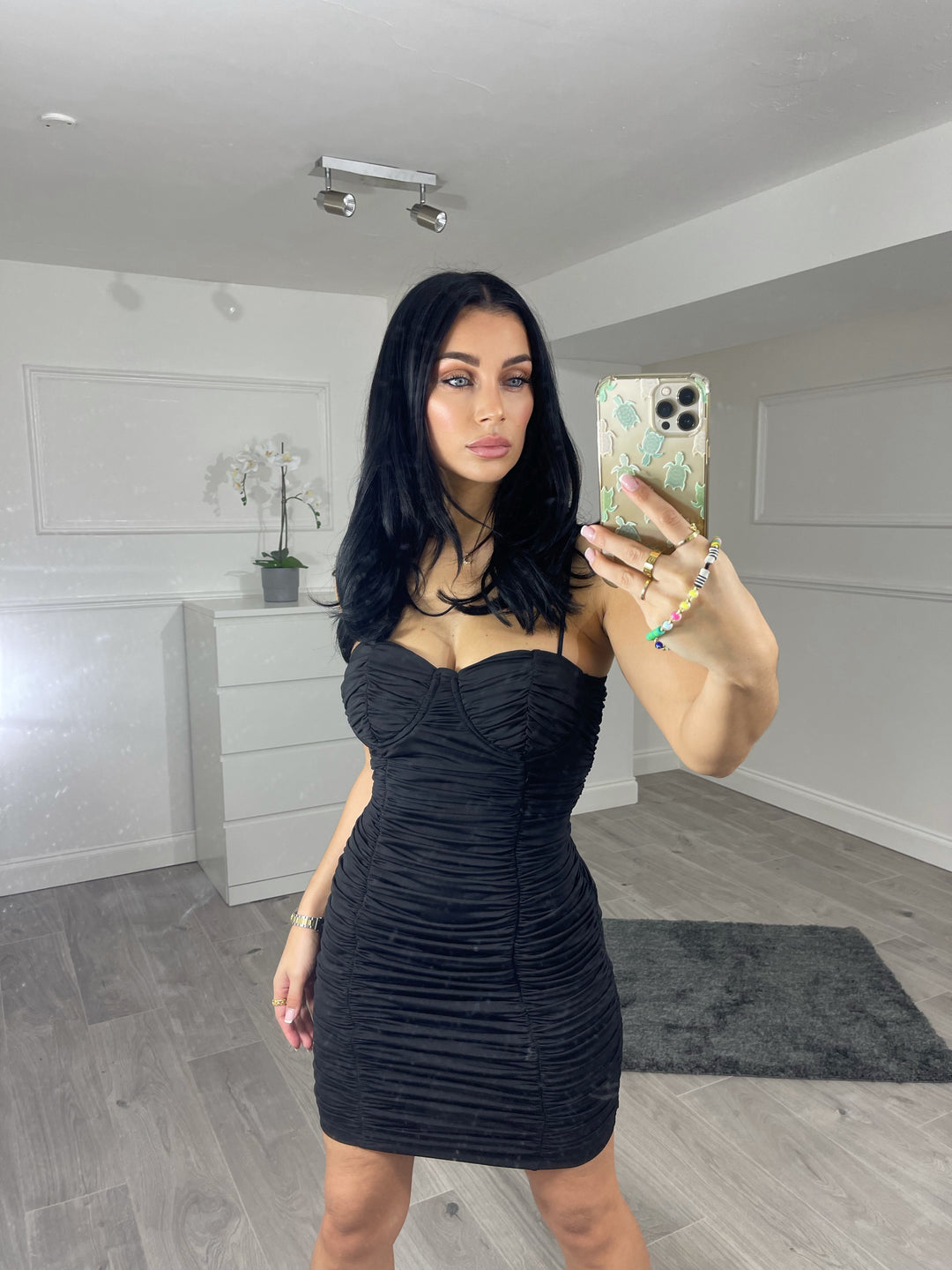 Black cocktail dress spaghetti straps best sale