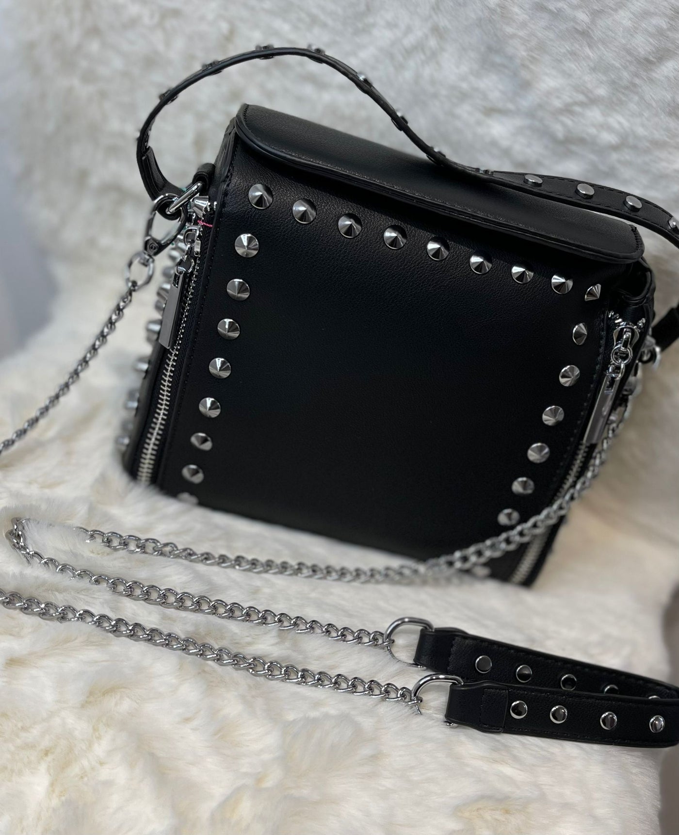 Pearl Studs Mini Leather Shoulder Bag-Black – My Darling Jeans