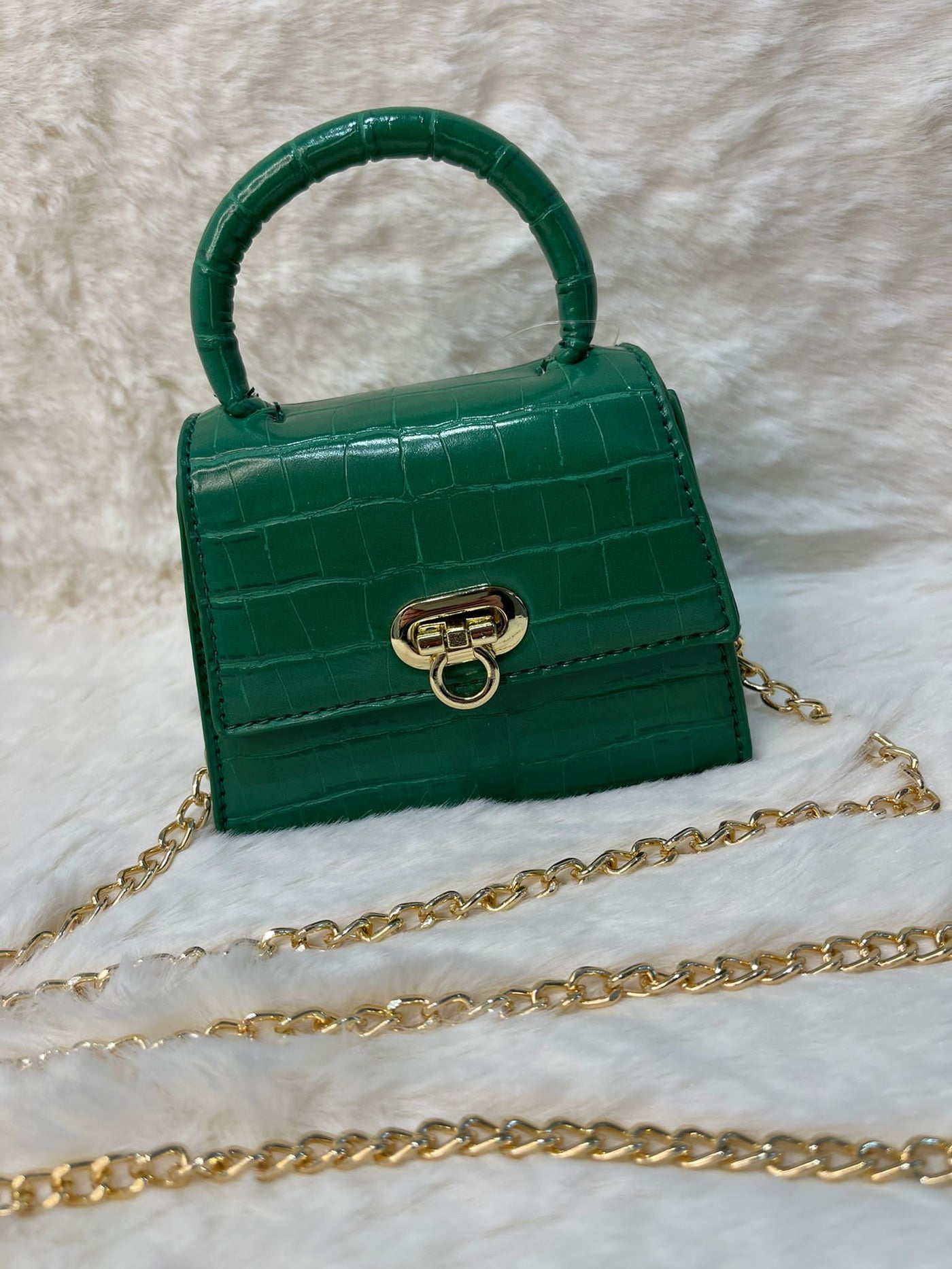 Green mini crock detail bag
