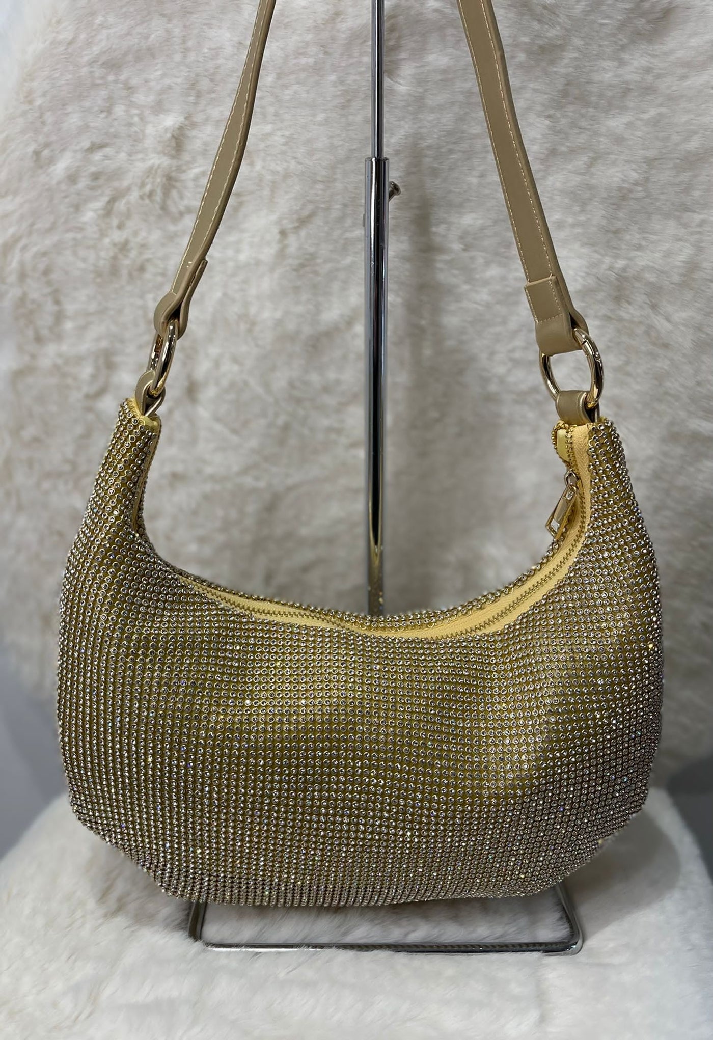 gold jewelled slouch bag
