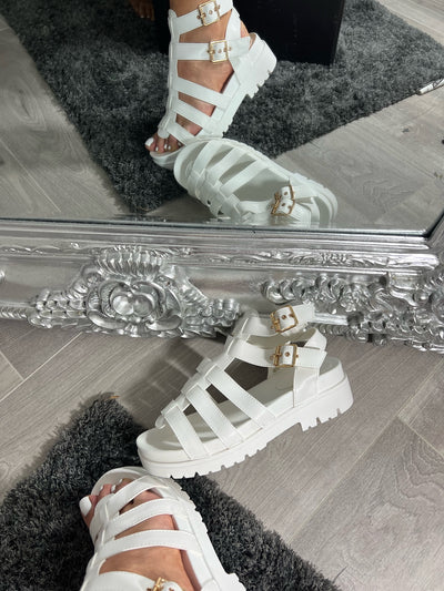 white CHUNKY ADJUSTABLE STRAP gladiator SANDAL