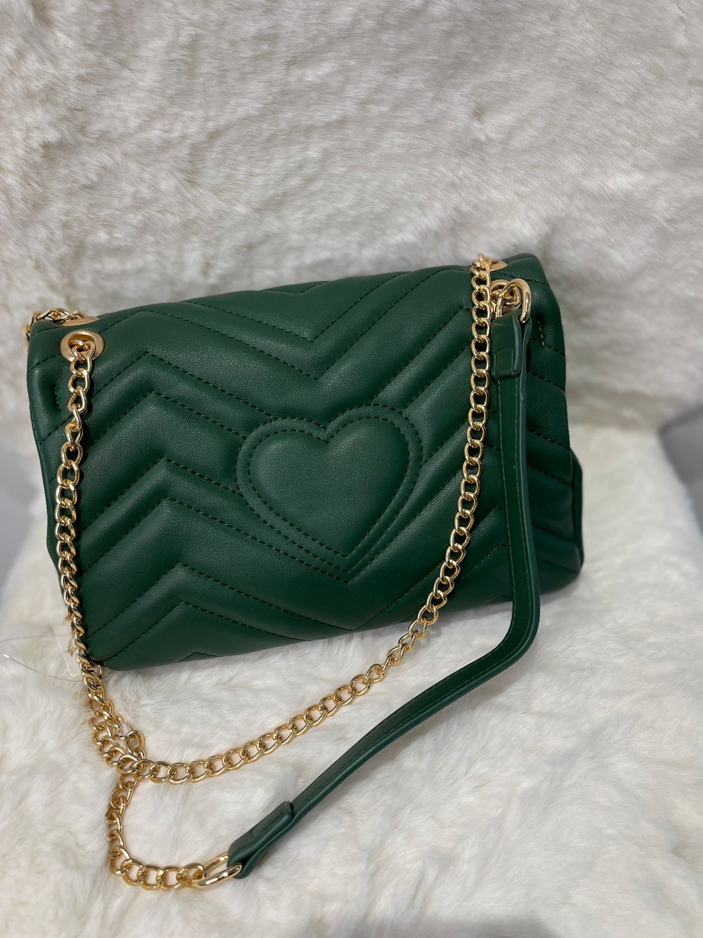 GREEN HEART EMBROIDED BAG
