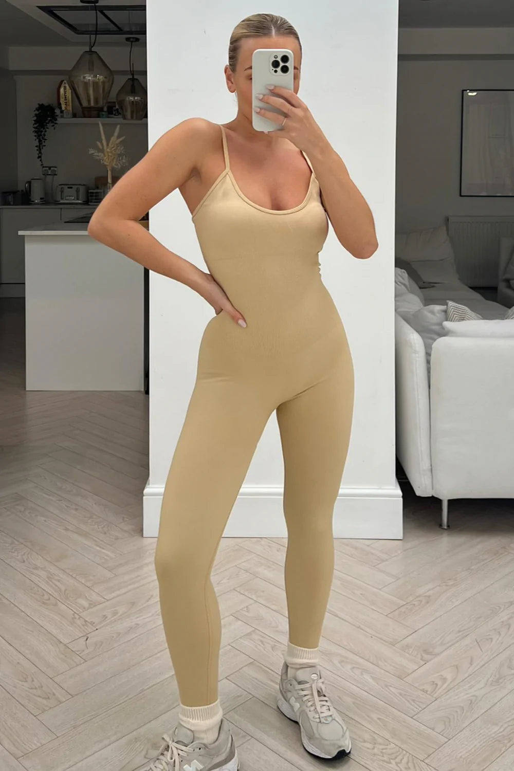 Sand bodycon thin stap jumpsuit